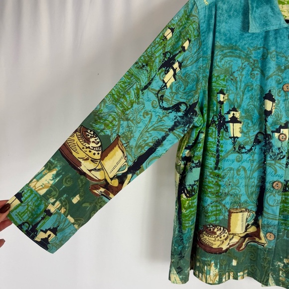 Jane Ashley Casual Lifestyle
Women's Turquoise & Yellow Rome
Theme Jacket Sz:1X - Picture 6 of 13